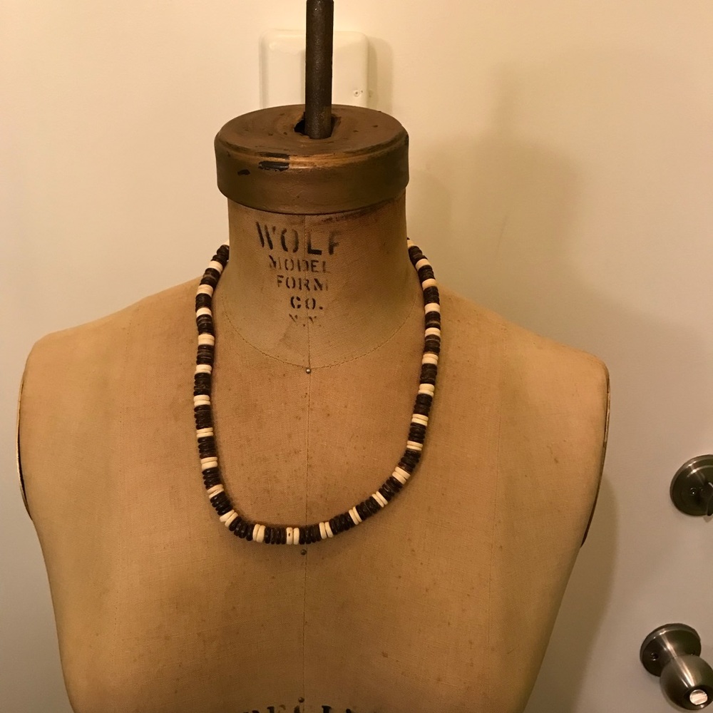 Brown & Off-White Bead Necklace Jewelry